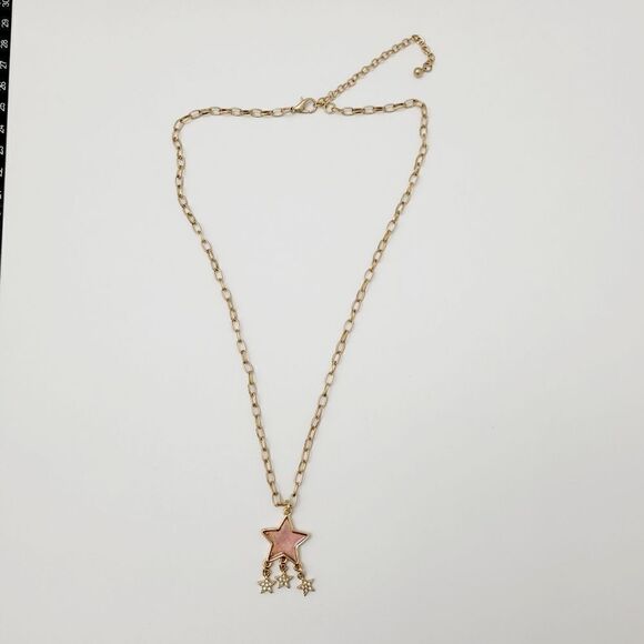 Brand New Gold Tone Pink Stars Necklace - Picture 7 of 8